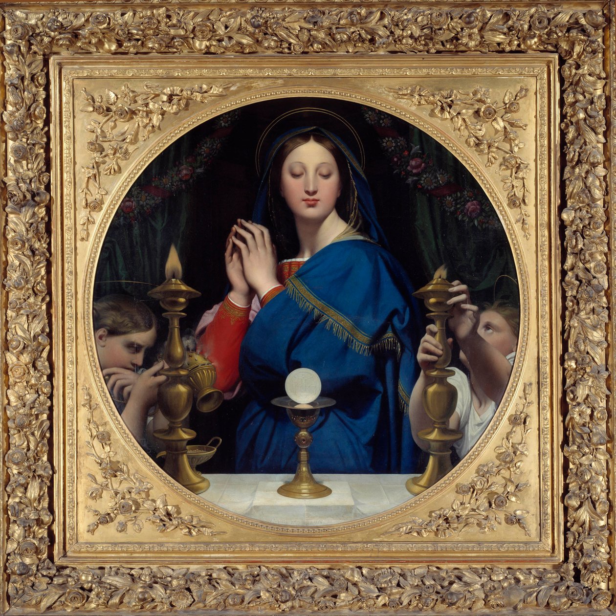 Die Jungfrau, die das Hostie anbetet von Jean Auguste Dominique Ingres