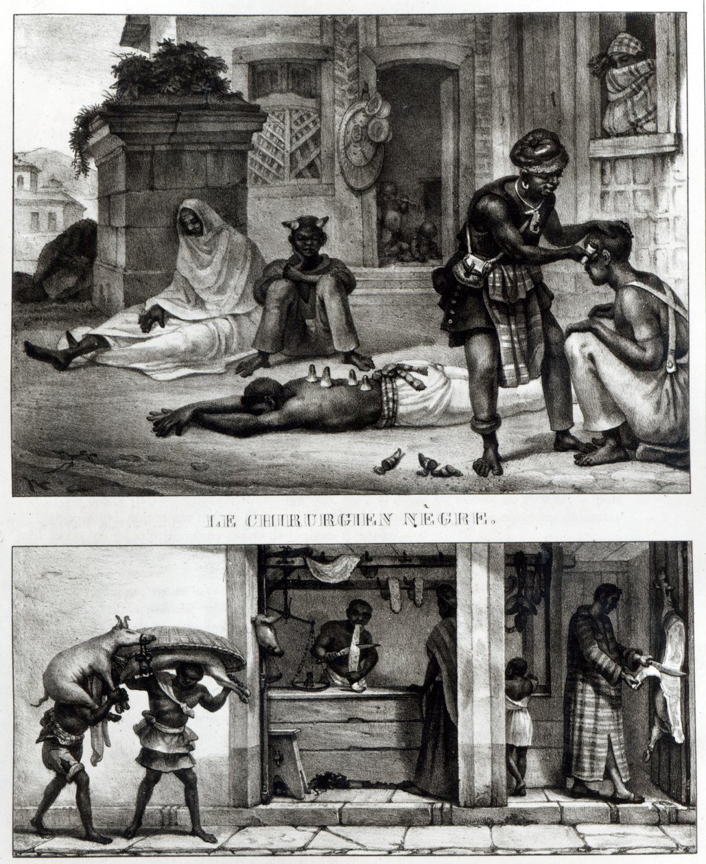 Ein schwarzer Chirurg; Laden eines Schweinefleischverkäufers von Jean Baptiste (after) Debret
