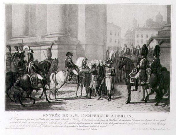 Der Einzug Napoleons in Berlin im Oktober 1806, graviert von Louis Jean Allais (1762-1833) von Jean Baptiste (after) Debret