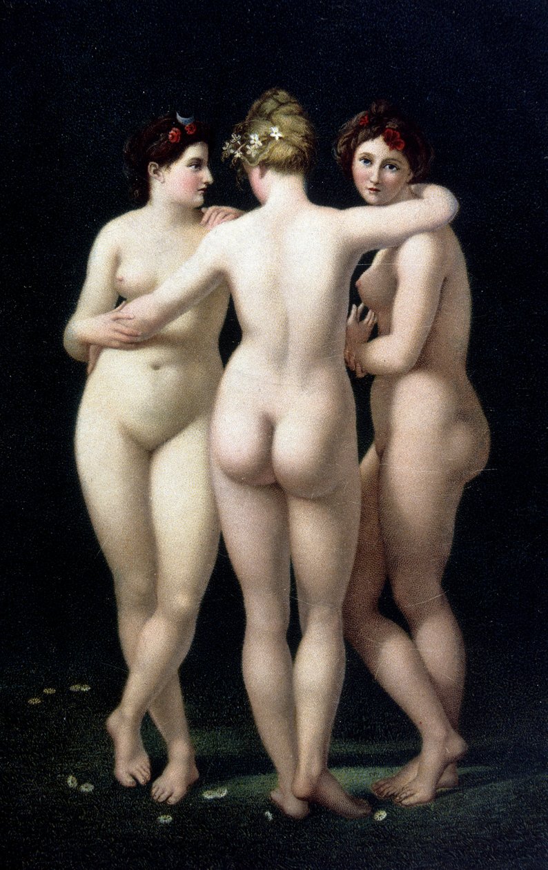 Die drei Grazien. Faksimile aus dem Werk von Jean Baptiste Regnault (1754-1829) - Postkarte von Jean Baptiste (after) Regnault