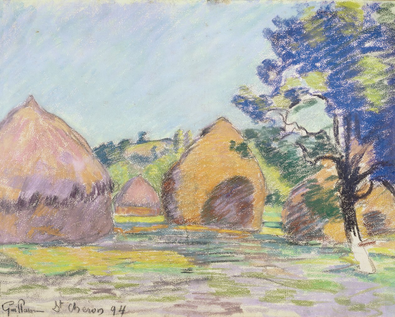 Heuhaufen in Saint-Cheron (Pastell auf Papier) von Jean Baptiste Armand Guillaumin