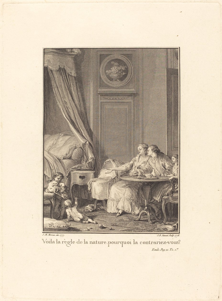 Voilá la règle de la nature, pourquoi la contrariez-vous? von Jean Baptiste Blaise Simonet after Jean Michel Moreau