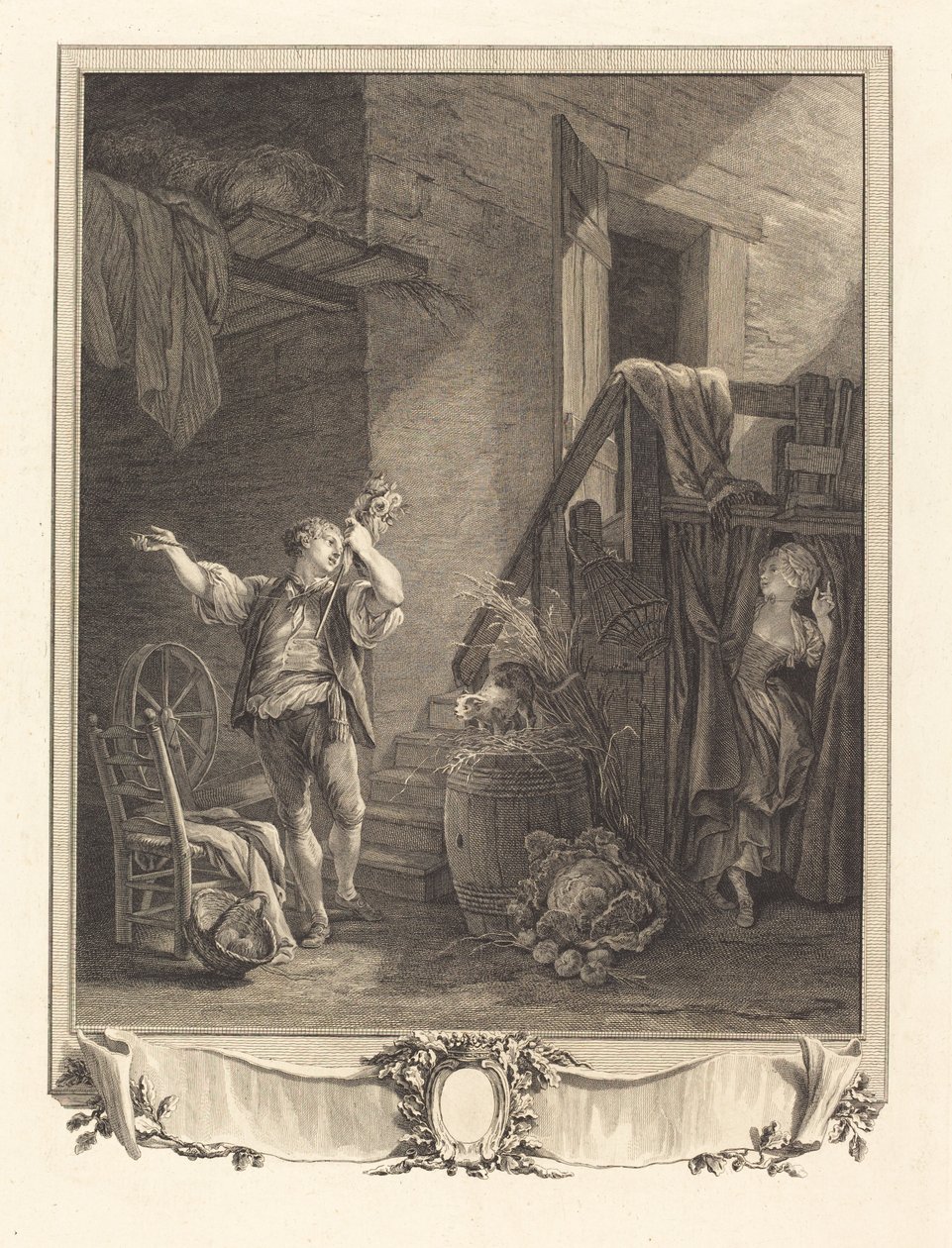 Rose und Colas von Jean Baptiste Blaise Simonet after Pierre Antoine Baudouin