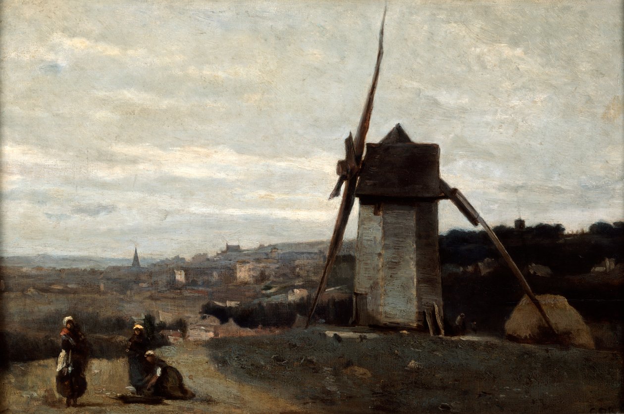 Eine Windmühle, Etretat, 19. Jahrhundert von Jean Baptiste Camille Corot