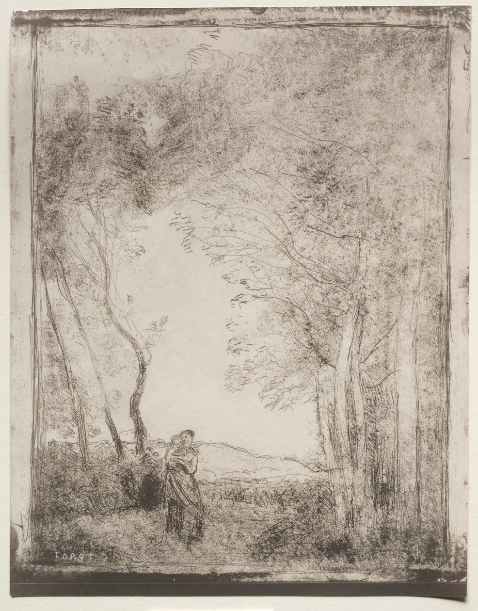 Eine junge Mutter am Eingang eines Waldes von Jean-Baptiste-Camille Corot