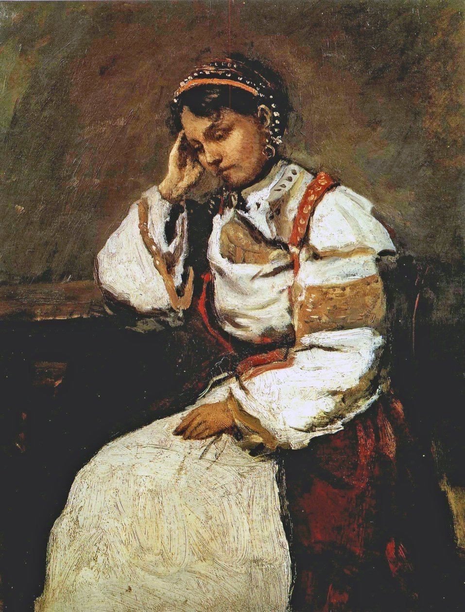 La bohémienne rêveuse, 1865-70 von Jean Baptiste Camille Corot