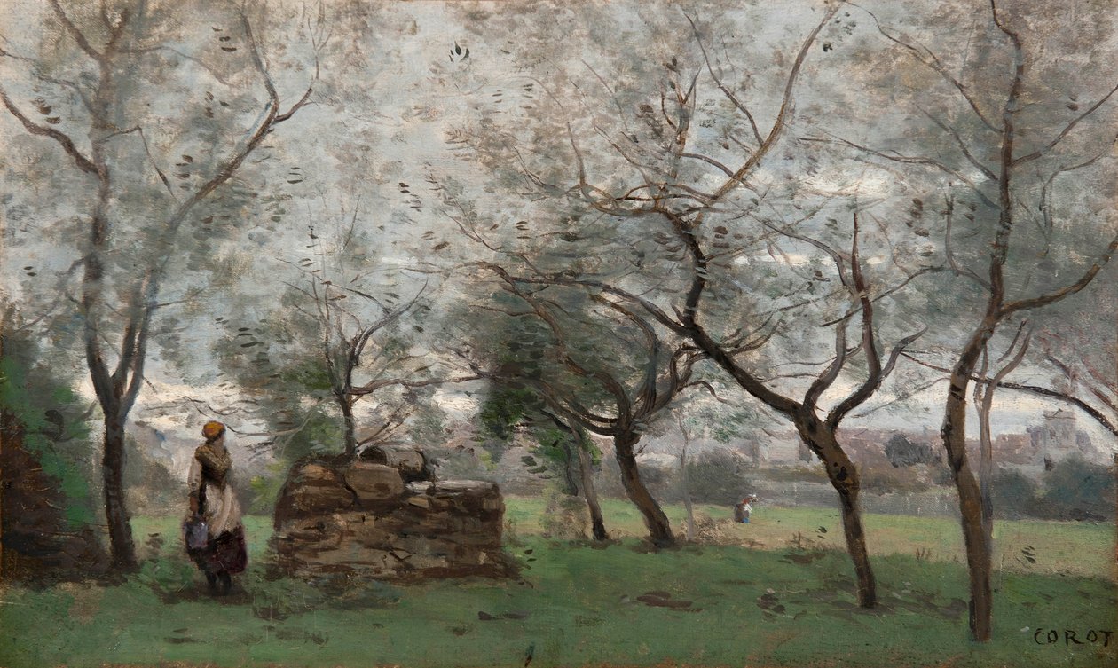 Der Obstgarten, Umgebung von Mantes von Jean Baptiste Camille Corot