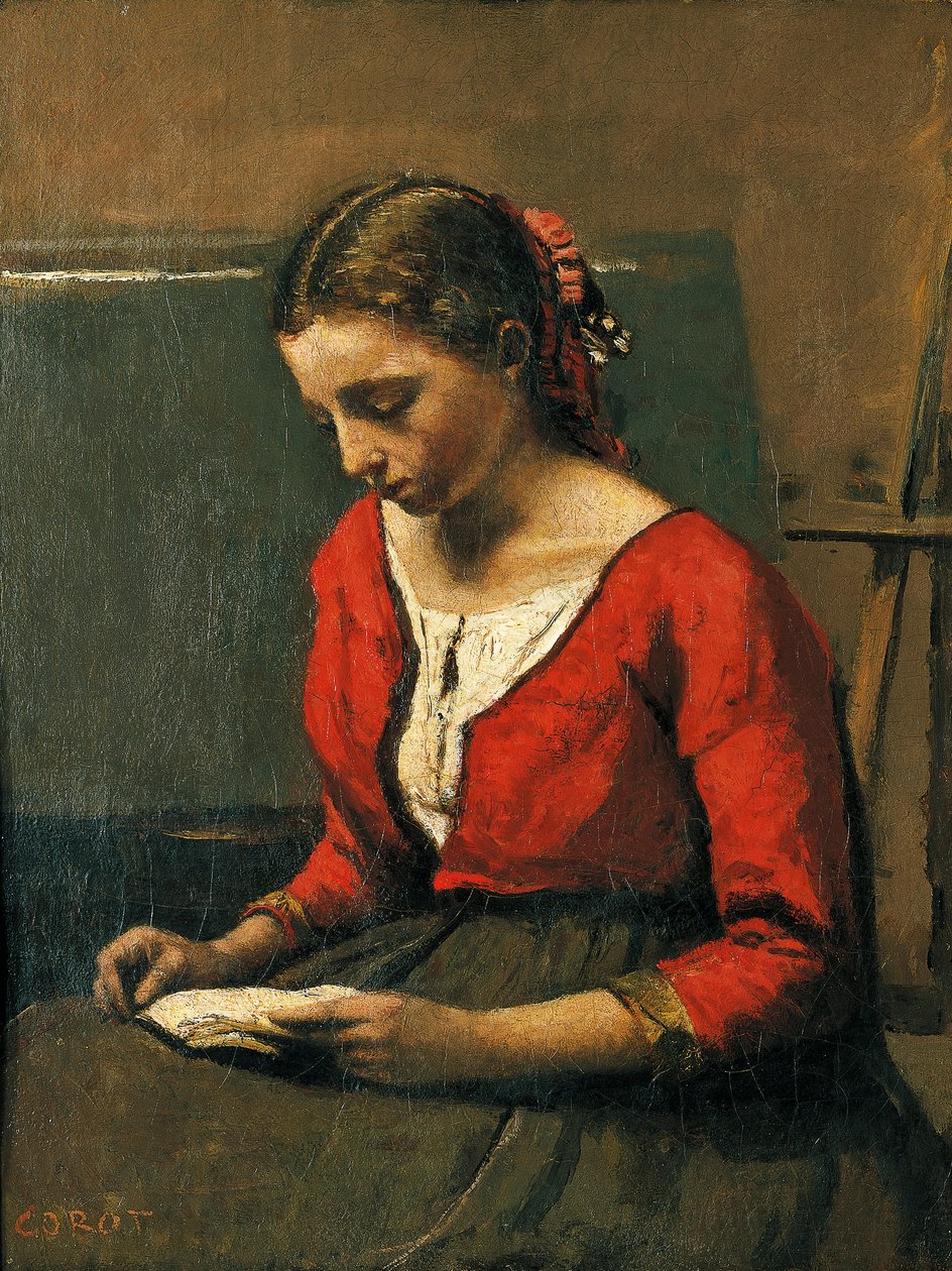 Mädchen beim Lesen von Jean Baptiste Camille Corot