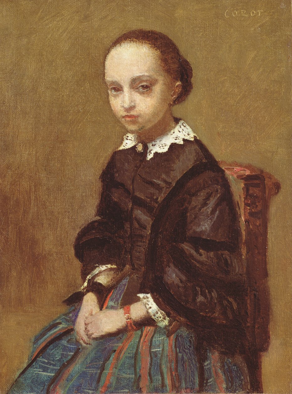 Porträt eines Mädchens, 1857-58 von Jean Baptiste Camille Corot