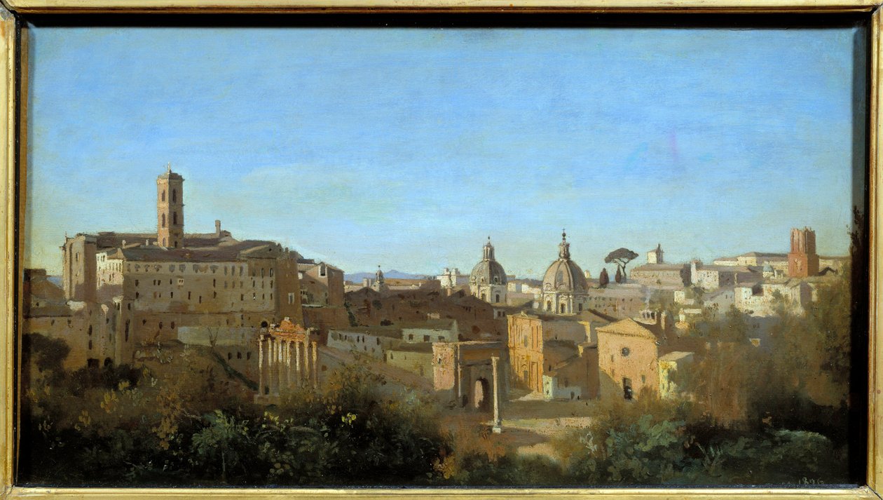 Rom, das Forum gesehen von den Farnese-Gärten. von Jean Baptiste Camille Corot