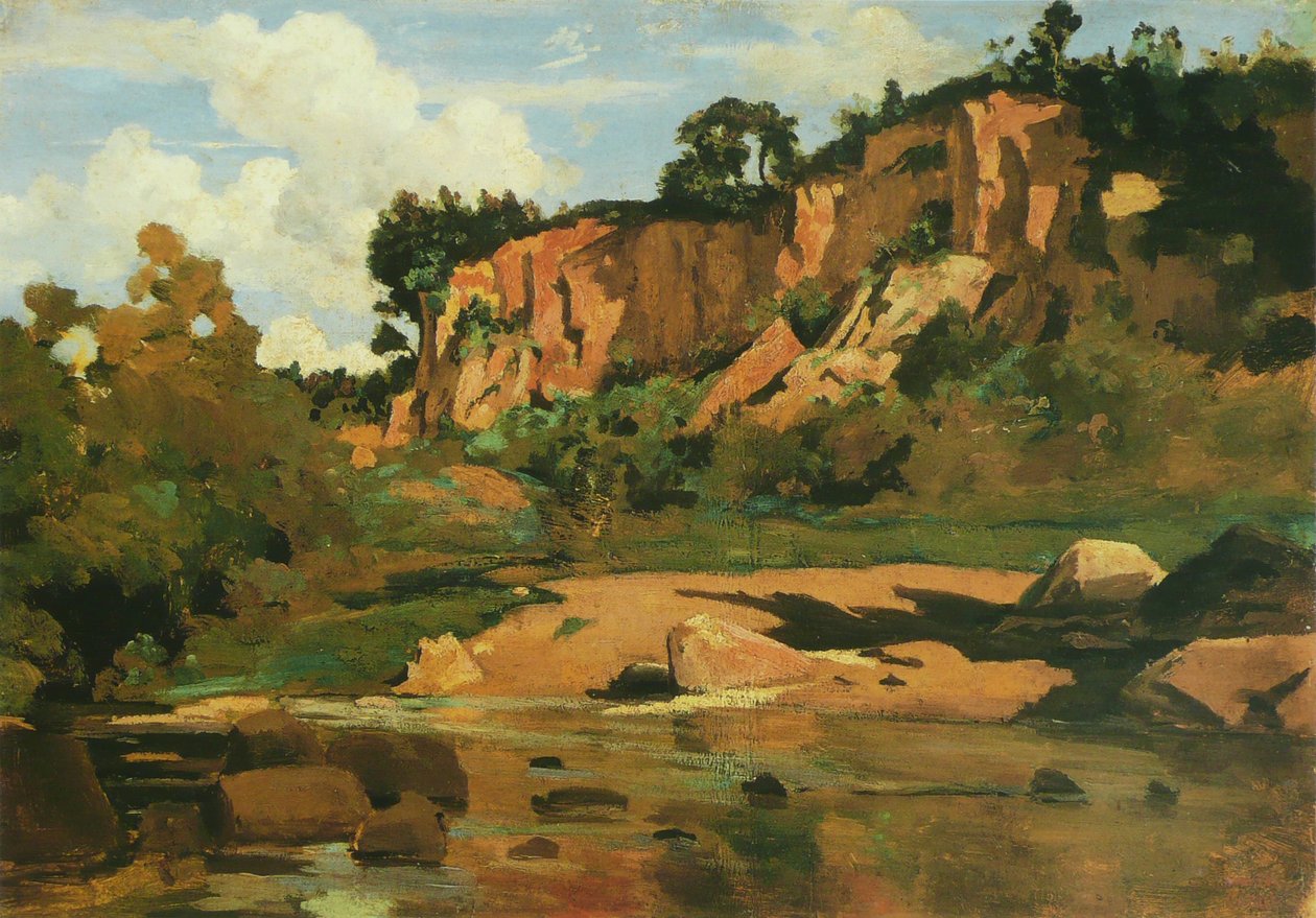 Die roten Felsen bei Civita Castellana, ca. 1827 von Jean Baptiste Camille Corot