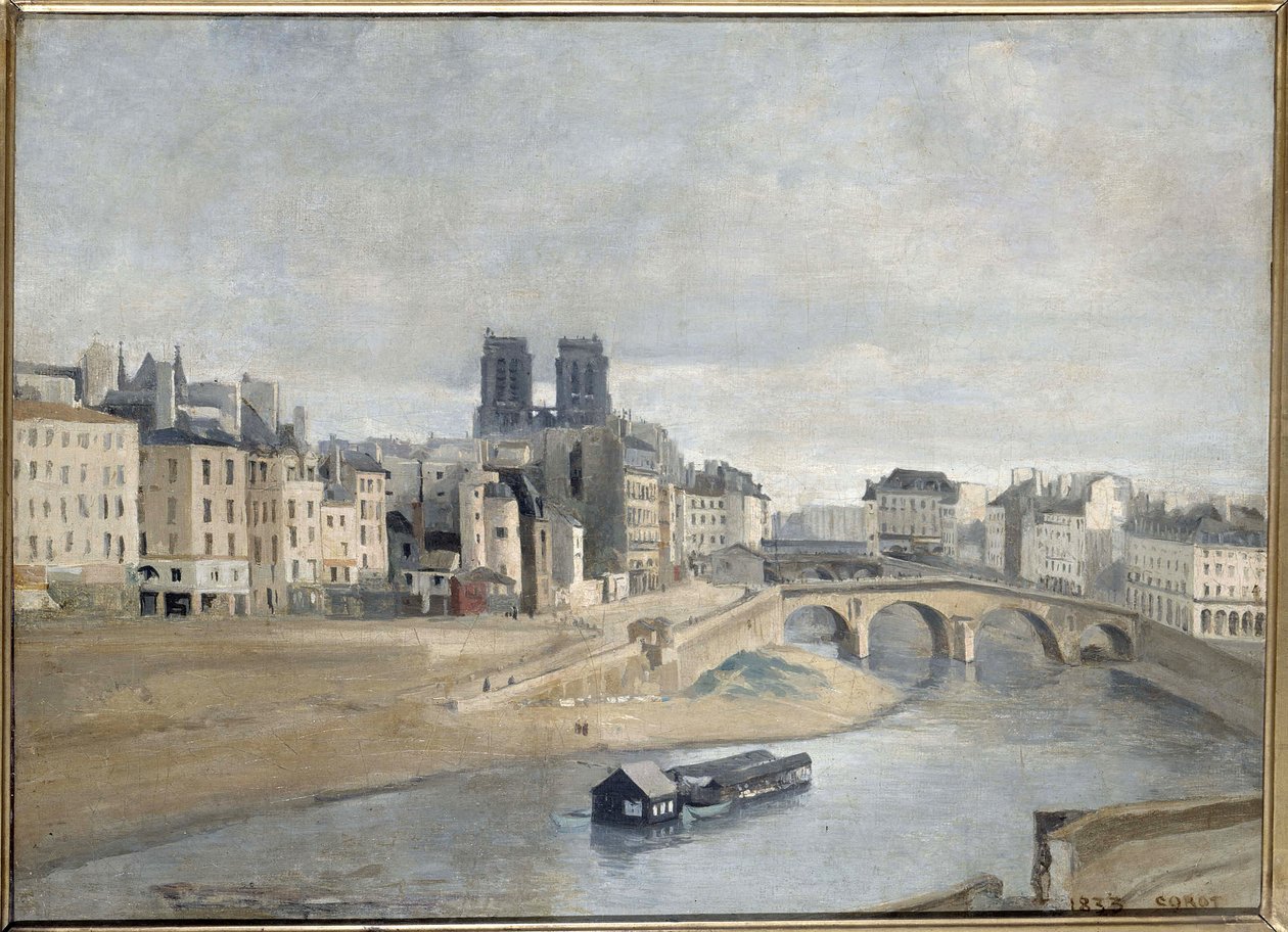 Die Seine und der Quai des Orfèvres, 1835 von Jean Baptiste Camille Corot
