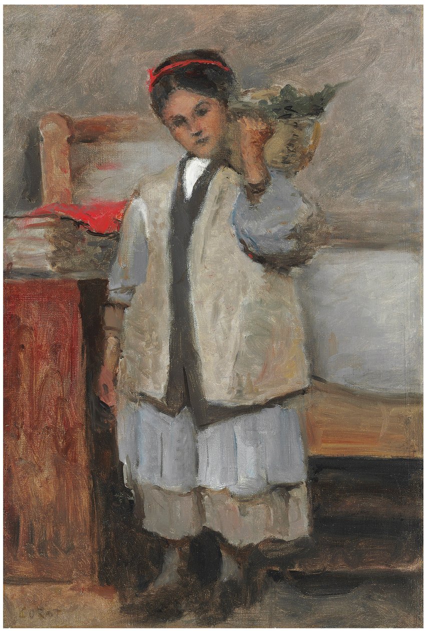Die junge Seraphine in Corots Weste gekleidet von Jean Baptiste Camille Corot