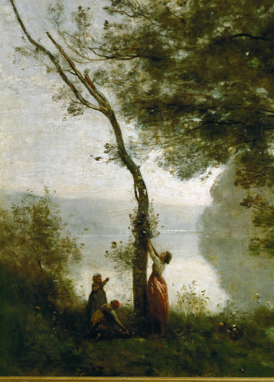 Baum und Frau. Erinnerung an Mortefontaine, Frankreich von Jean Baptiste Camille Corot
