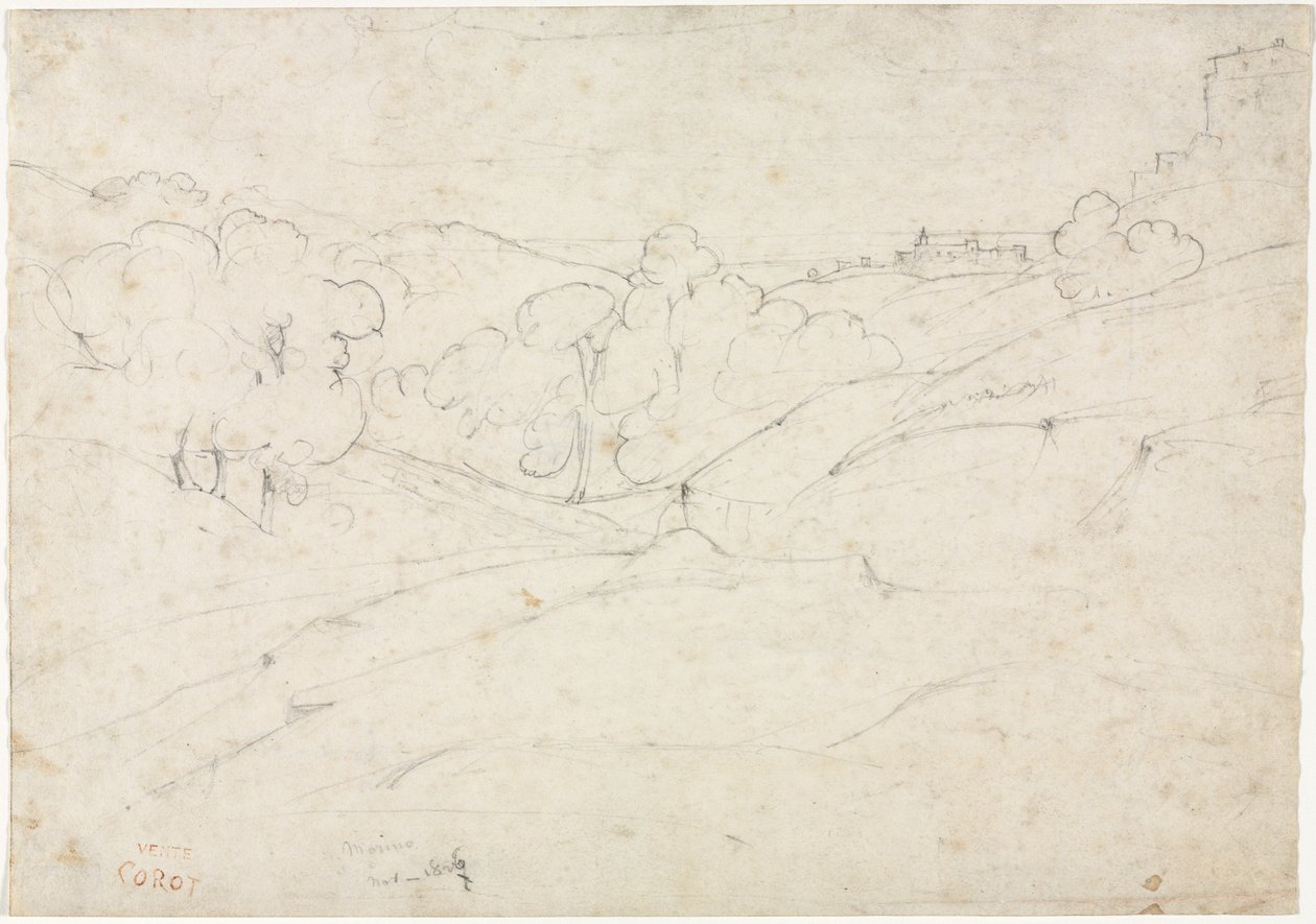 Ansicht von Marino recto, 1827 von Jean Baptiste Camille Corot