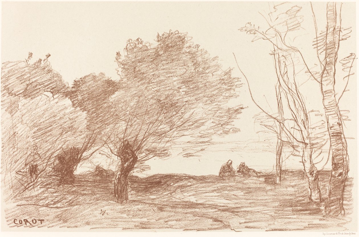 Weiden und weiße Pappeln (Saules et peupliers blancs) von Jean Baptiste Camille Corot