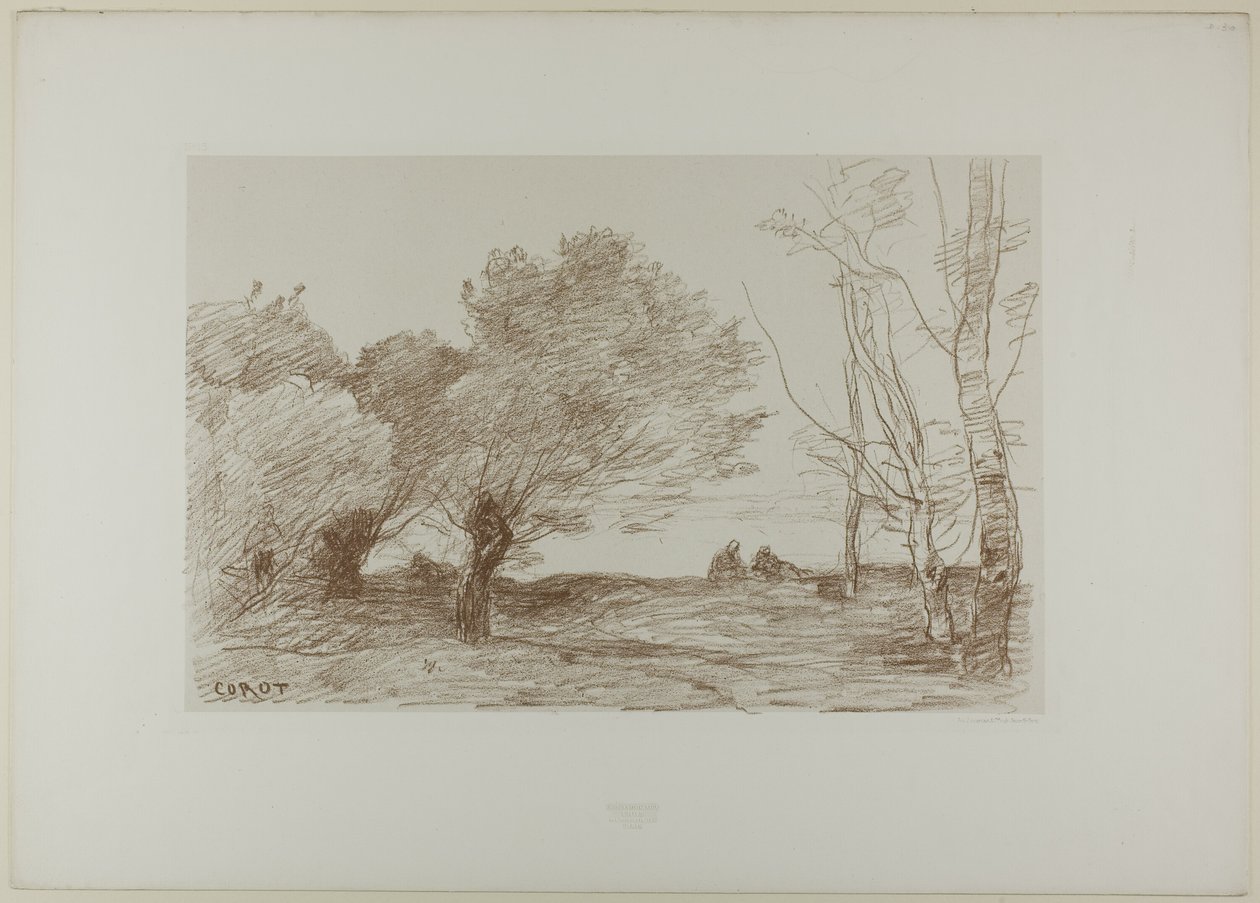 Weiden und weiße Pappeln von Jean Baptiste Camille Corot