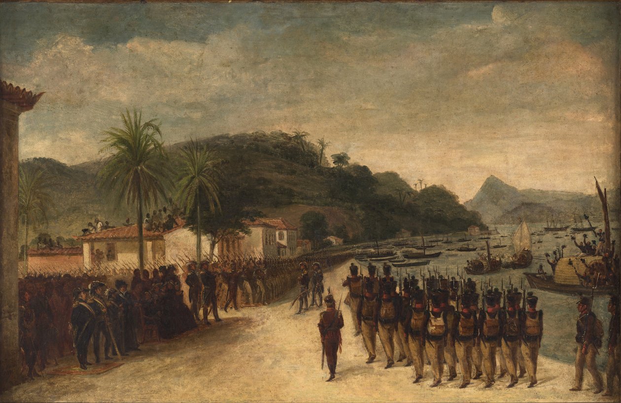 Einschiffung in Praia Grande von Truppen für die Blockade von Montivideu von Jean Baptiste Debret