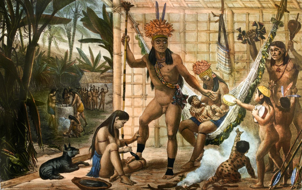 Familie eines Camacan-Häuptlings bereitet sich auf ein Fest vor von Jean Baptiste Debret