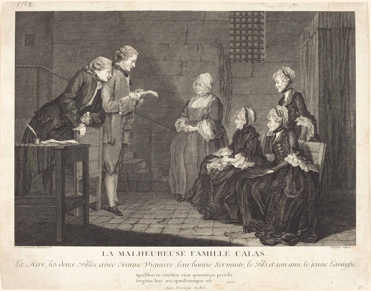 Die unglückliche Familie Calas (La malheureuse famille Calas) von Jean Baptiste Delafosse, after Louis de Carrogis, called Carmontelle