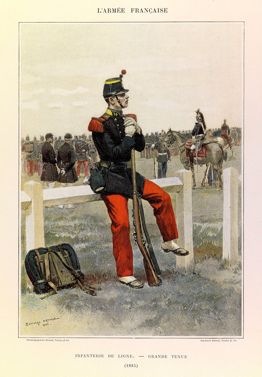 Typen und Uniformen der französischen Armee von Hauptmann Jules Richard, illustriert von Edouard Detaille: Infanterie in großer Uniform 1885 von Jean-Baptiste Edouard Detaille