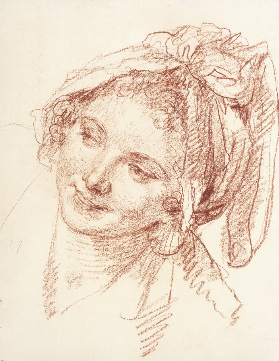 Der Kopf eines jungen Mädchens, nach links geneigt von Jean Baptiste Greuze