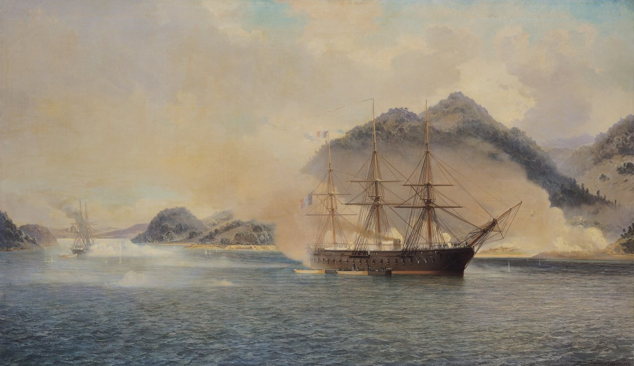 Seeschlacht in der Straße von Shimonoseki, 20. Juli 1863, 1865 von Jean Baptiste Henri Durand Brager