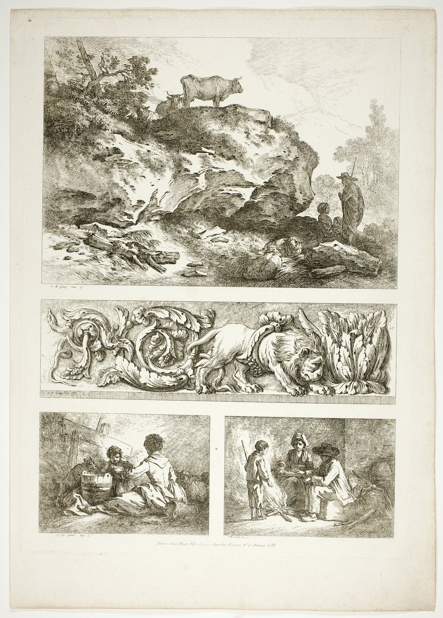 Tafel Neun von 38 aus Oeuvres de J. B. Huet von Jean Baptiste Huet