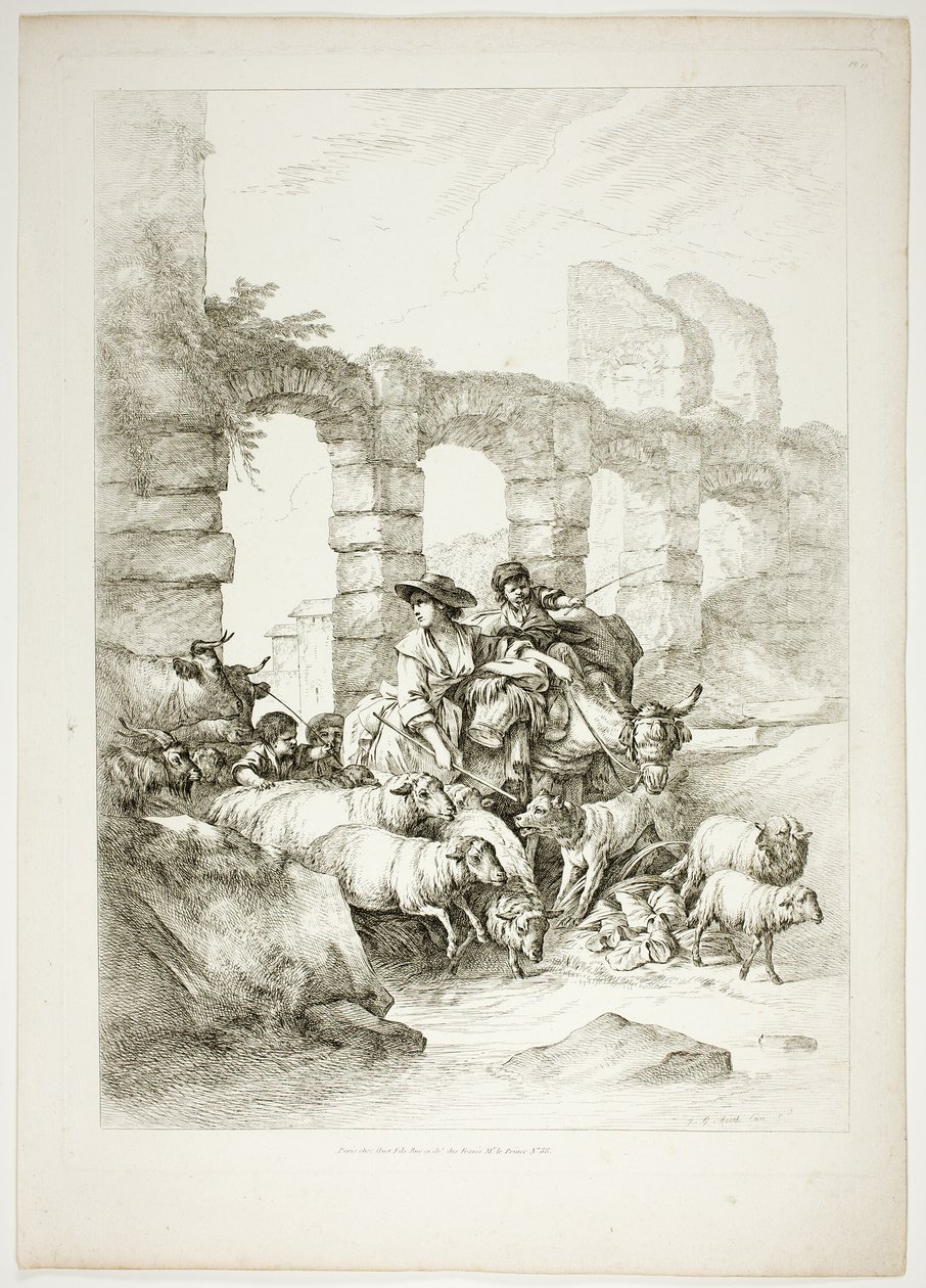 Platte Zwölf von 38 aus Oeuvres de J. B. Huet von Jean Baptiste Huet