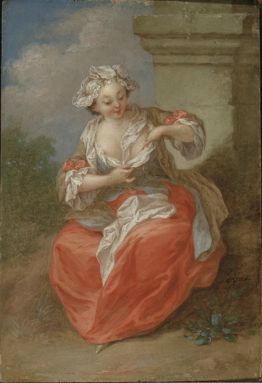Junges Mädchen, das Flöhe jagt, ca. 1750 von Jean Baptiste Lebel