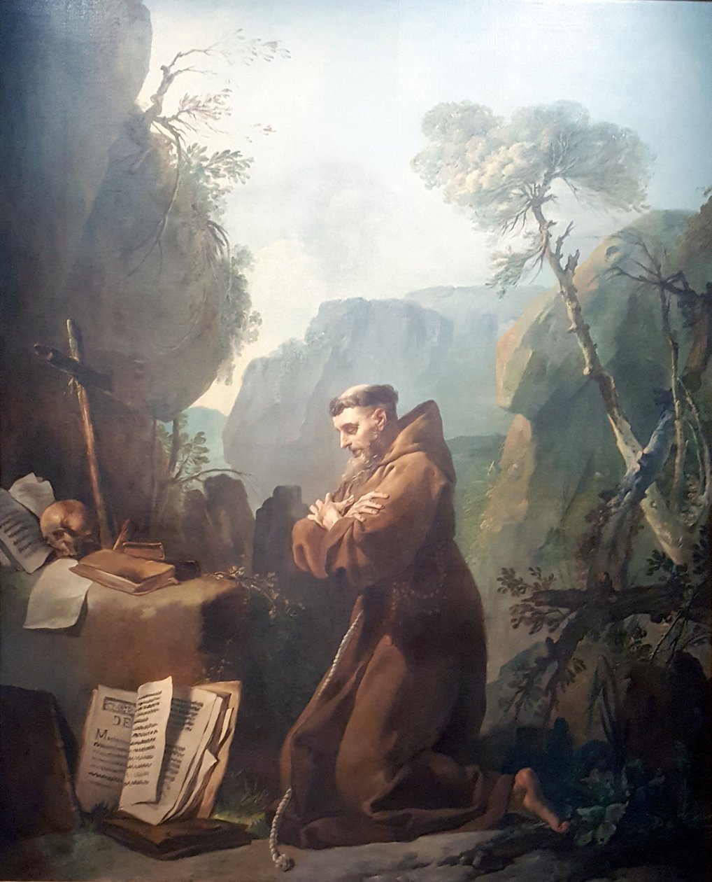 Heiliger Franz von Assisi im Gebet von Jean Baptiste Marie Pierre