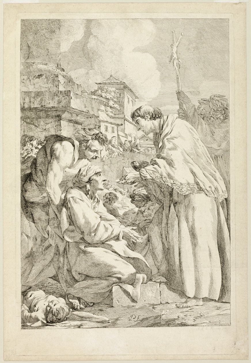 Der heilige Karl Borromäus segnet die Pestkranken von Jean Baptiste Marie Pierre