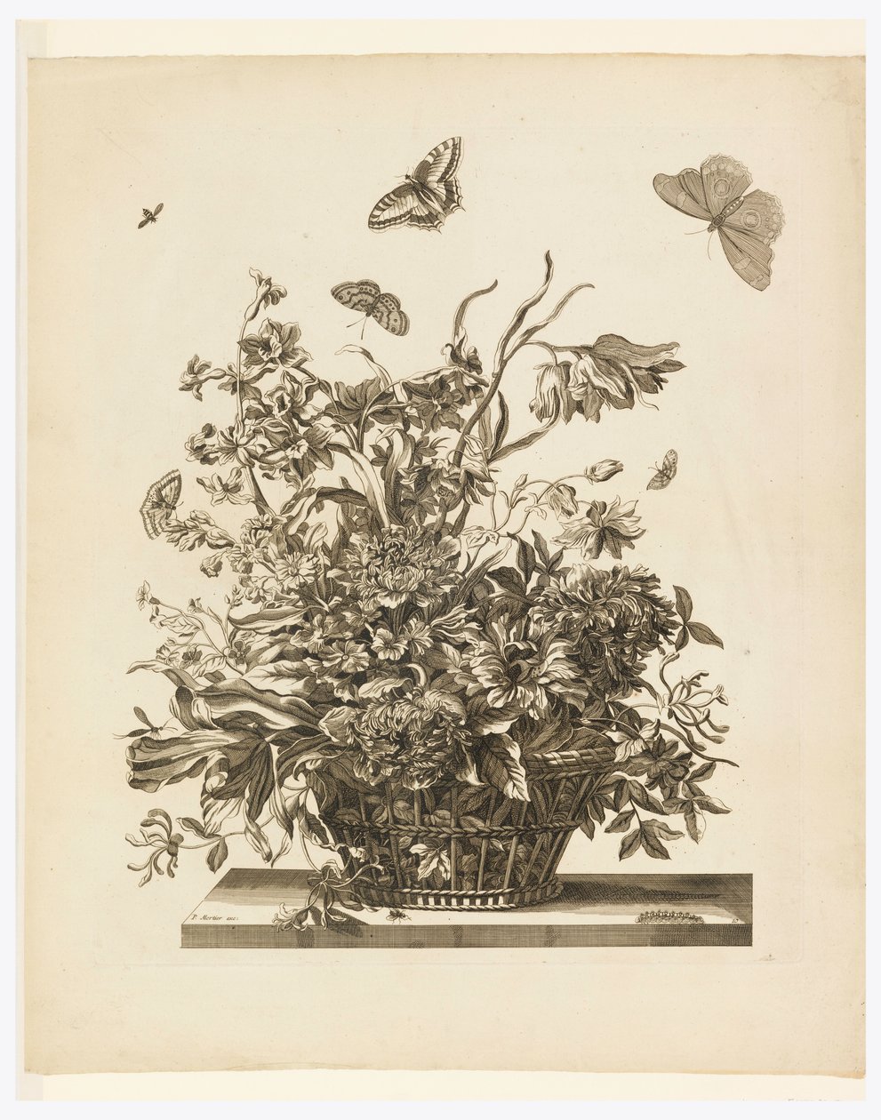 Tafel 10, aus dem Set Blumen in einem Korb von Jean Baptiste Monnoyer