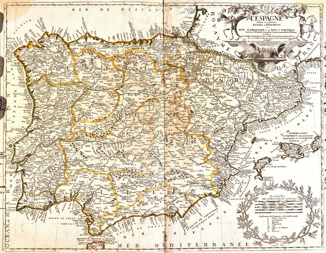 Karte von Spanien und Portugal von Jean Baptiste Nolin