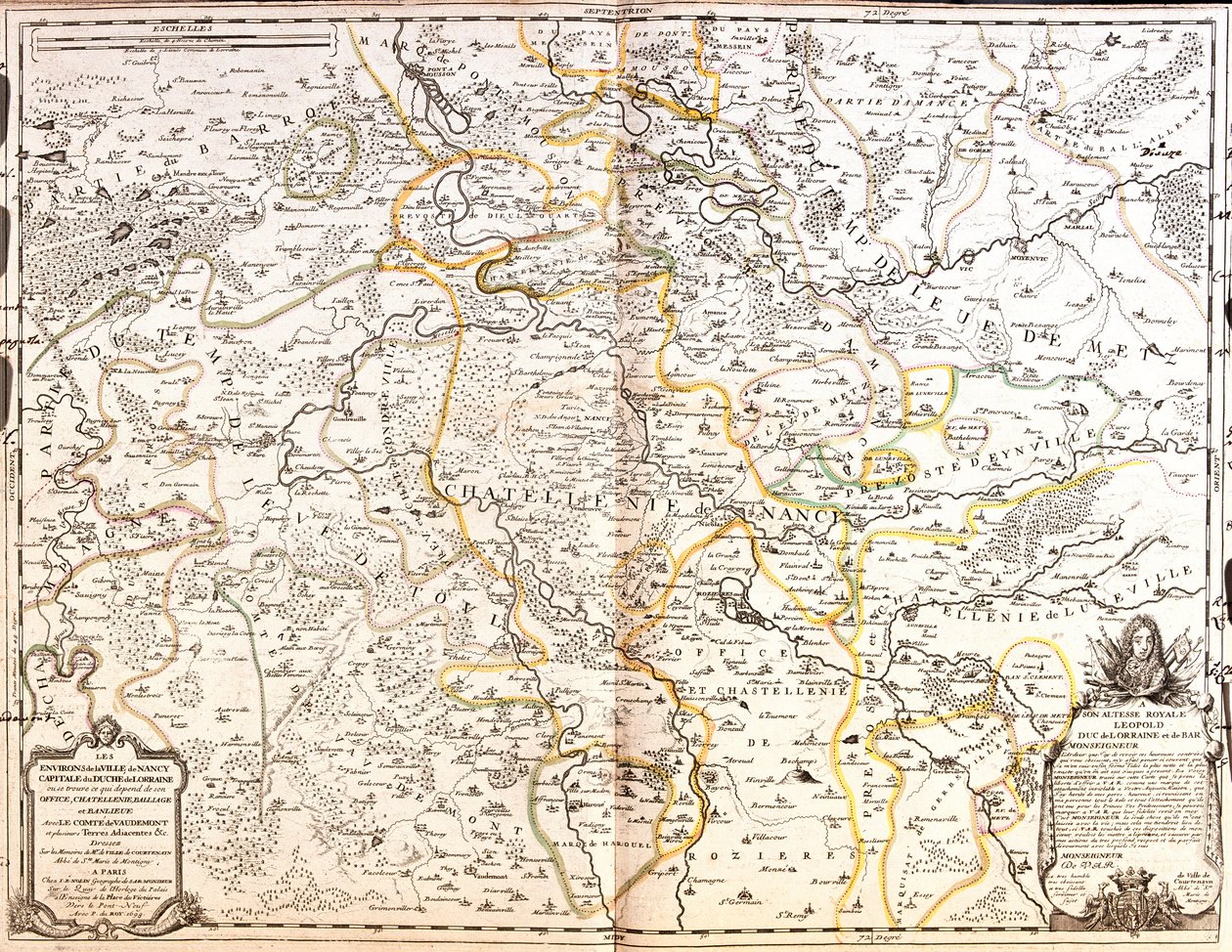 Karte des Gebiets von Nancy (Frankreich) (Gravur) von Jean Baptiste Nolin