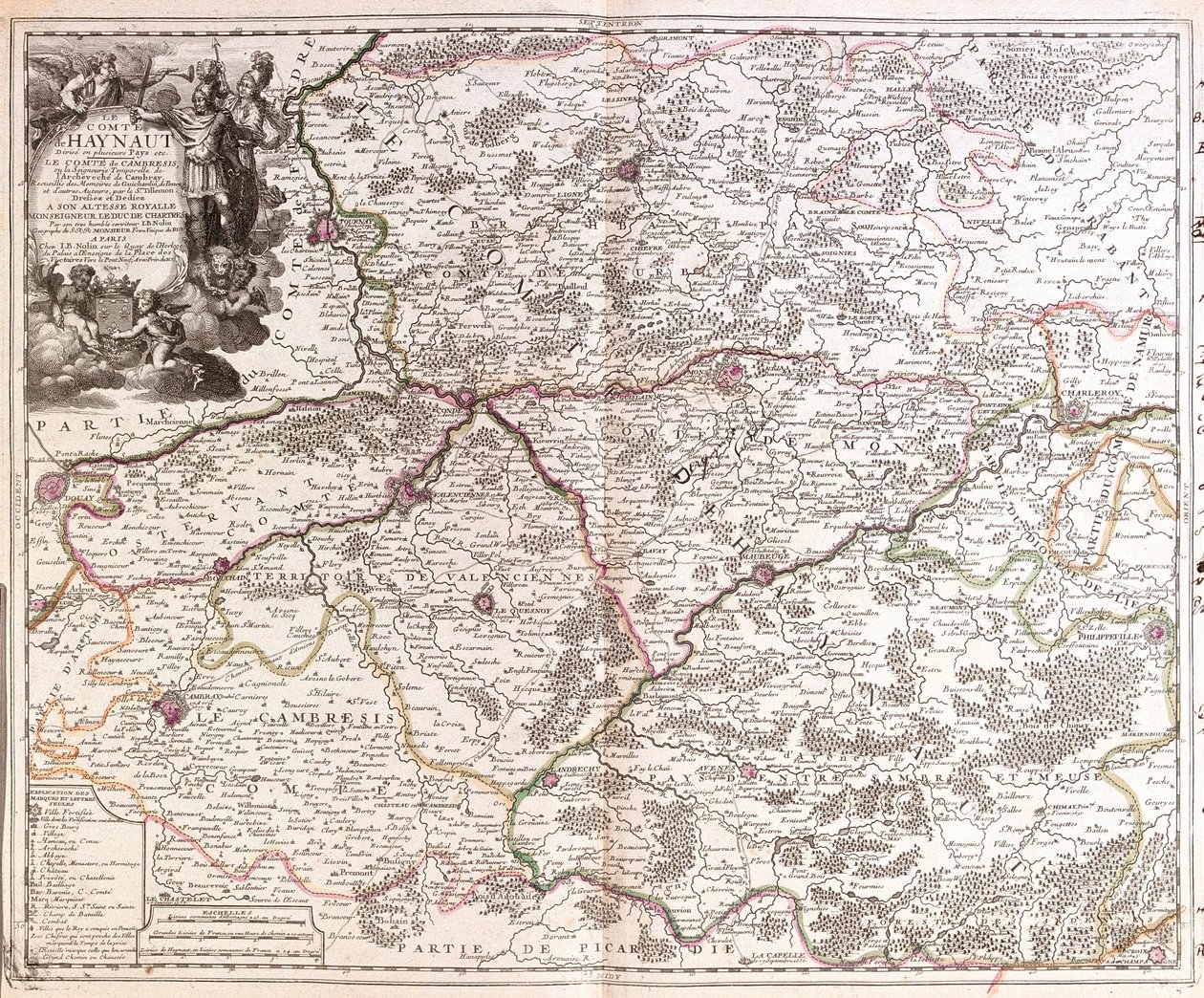 Karte der Grafschaft Hennegau (Belgien) (Gravur) von Jean Baptiste Nolin