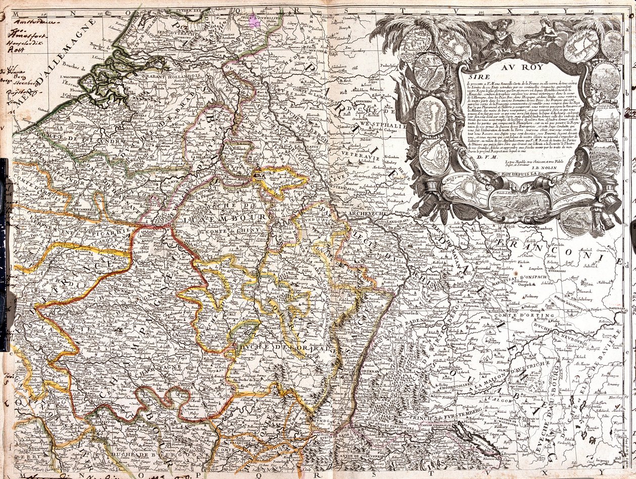 Karte des Herzogtums Luxemburg, Champagne und Herzogtum Lothringen von Jean Baptiste Nolin