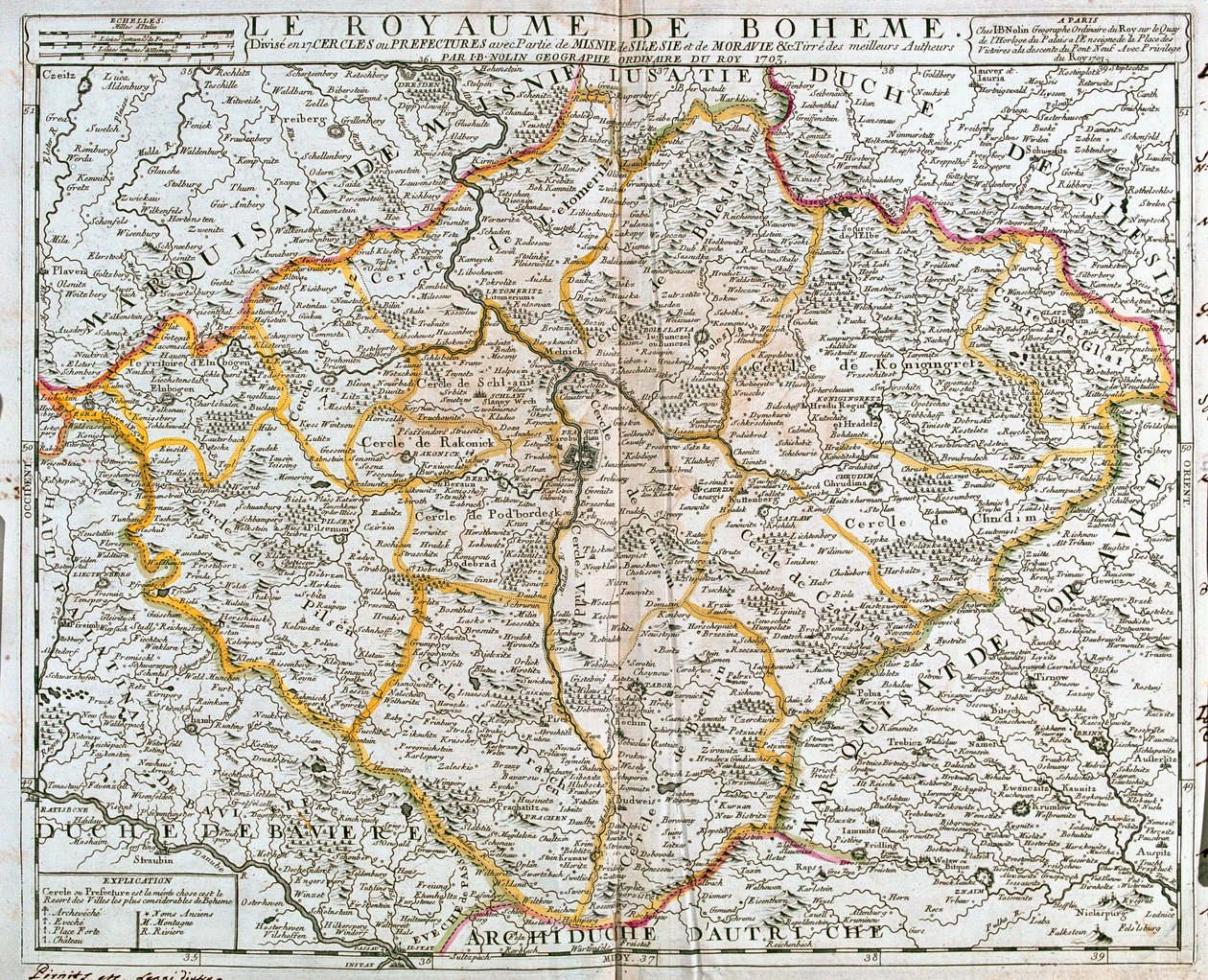 Karte des Königreichs Böhmen (Tschechische Republik) von Jean Baptiste Nolin