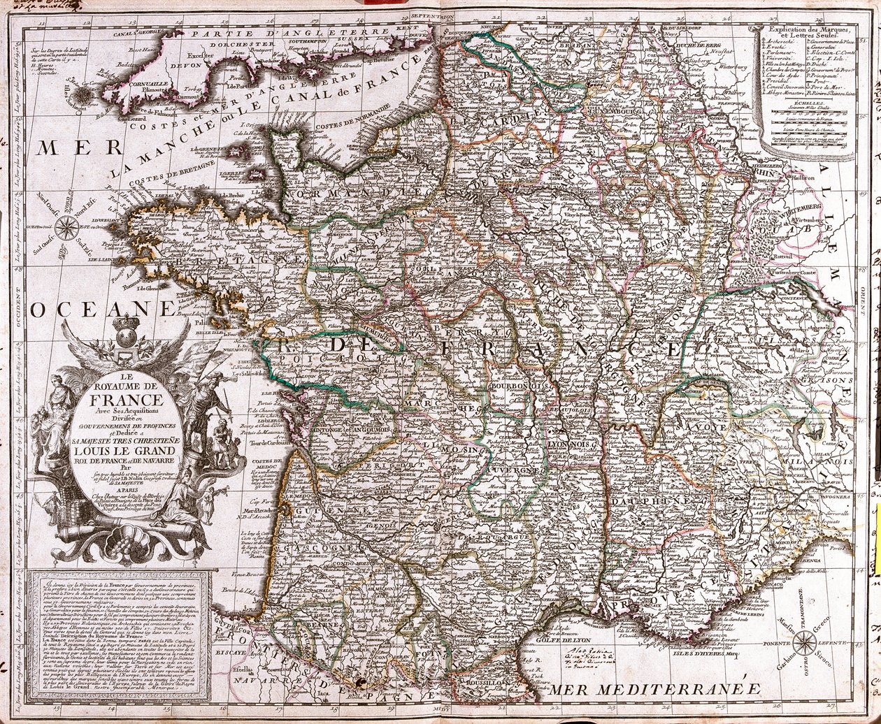 Karte des Königreichs Frankreich von Jean Baptiste Nolin