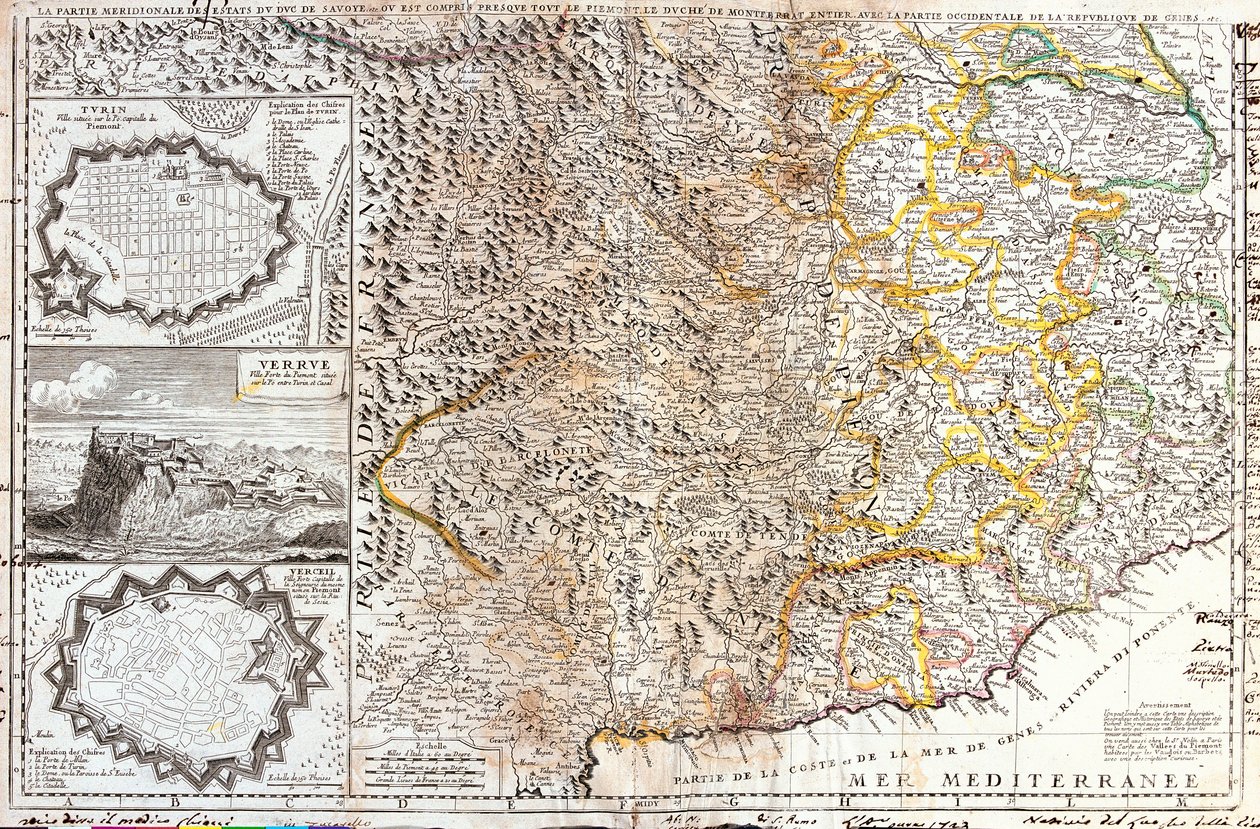 Karte der südlichen Gebiete des Herzogs von Savoyen, Italien von Jean Baptiste Nolin