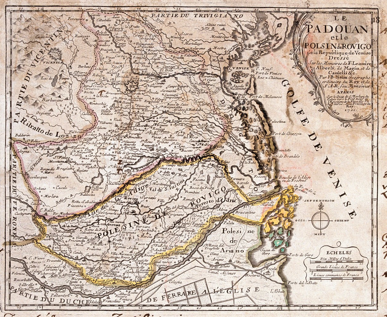 Karte des Gebiets von Padua und Polesine, Italien von Jean Baptiste Nolin