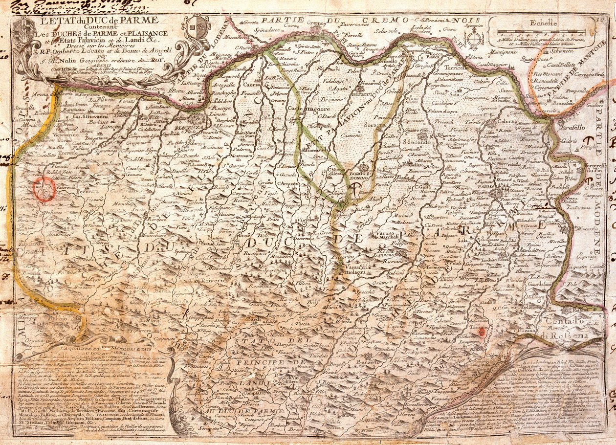 Karte des Gebiets von Parma, Italien von Jean Baptiste Nolin