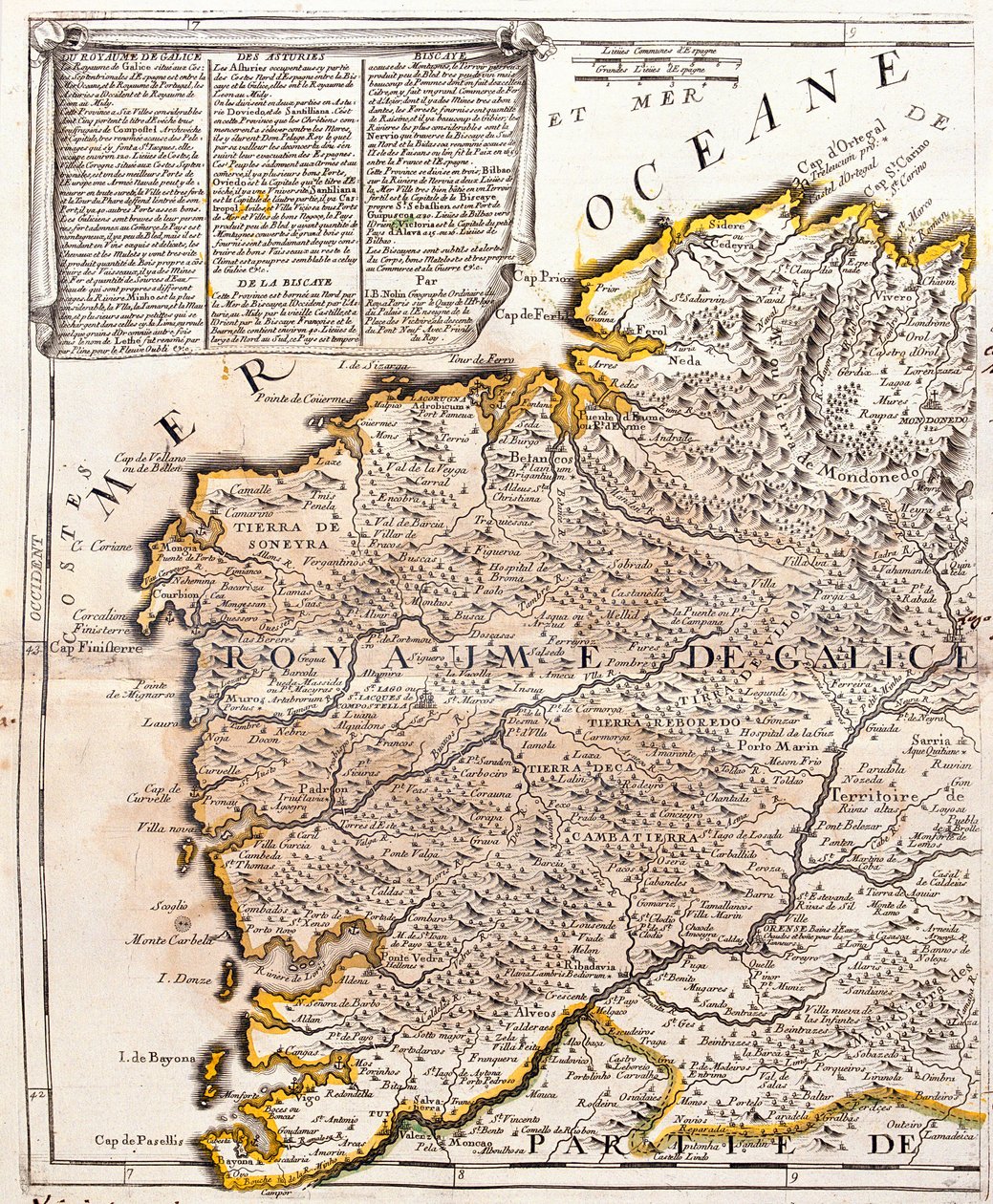 Karte des Königreichs Galicien (Spanien) von Jean Baptiste Nolin