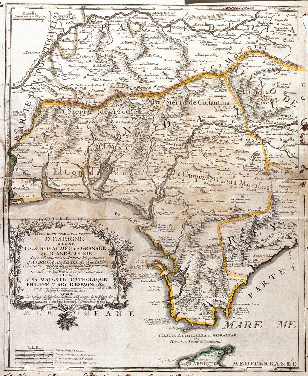 Karte der Königreiche Granada und Andalusien (Spanien) von Jean Baptiste Nolin