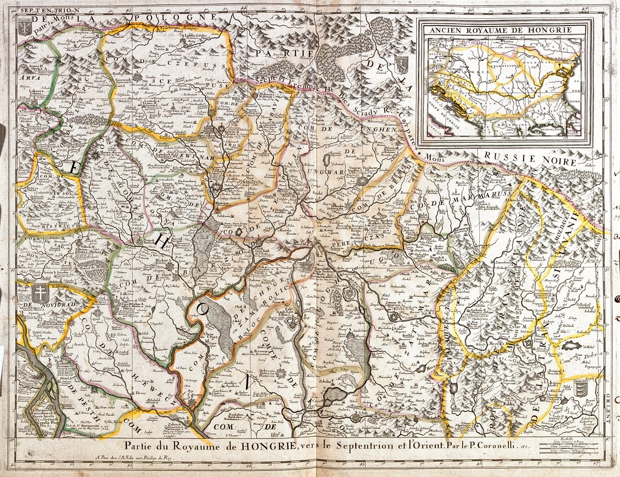 Karte des nordöstlichen Teils des Königreichs Ungarn von Jean Baptiste Nolin