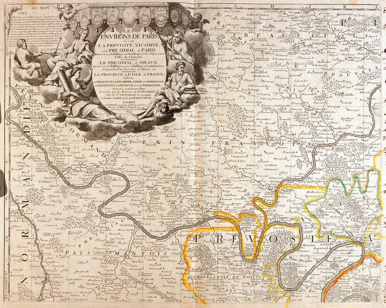 Karte des Nordwestens der Île-de-France von Jean Baptiste Nolin