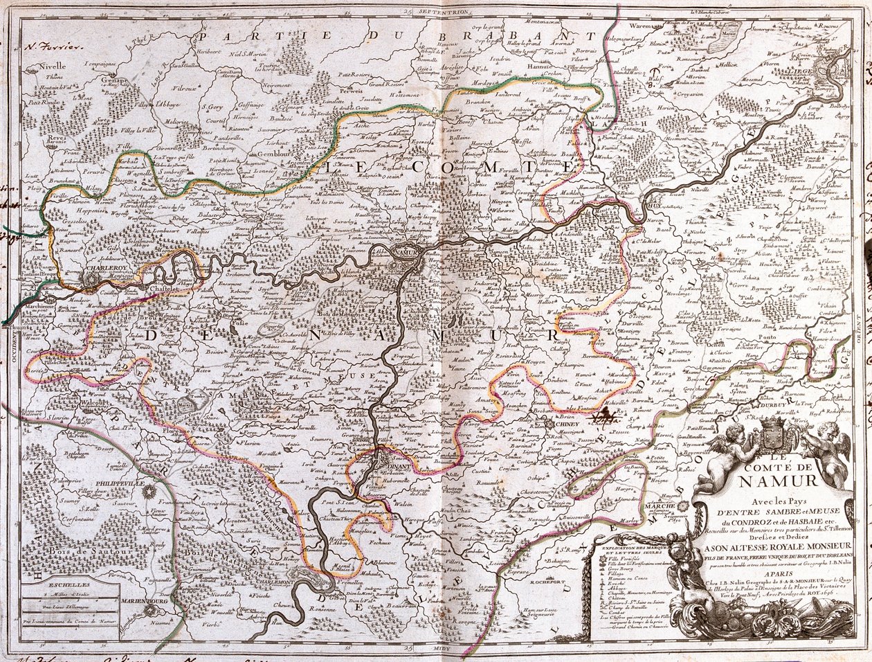 Karte der Provinz Namur (Belgien) von Jean Baptiste Nolin