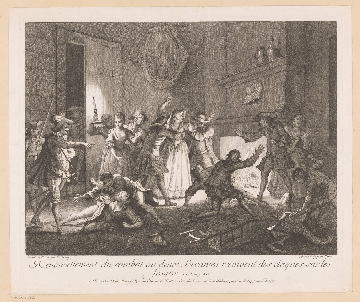 Interieur mit kämpfenden Menschen von Jean Baptiste Oudry