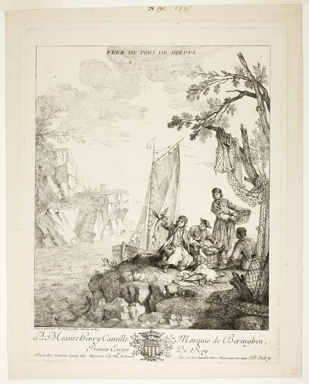 Ansicht des Hafens von Dieppe von Jean Baptiste Oudry