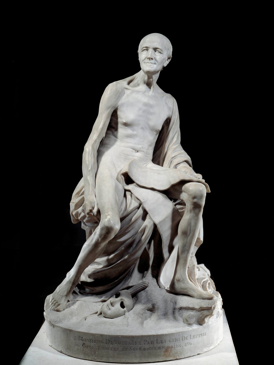 François-Marie Arouet genannt Voltaire nackt (1694-1778) Marmorskulptur von Jean-Baptiste Pigalle (1714-1785) 1776 Paris, Louvre von Jean Baptiste Pigalle